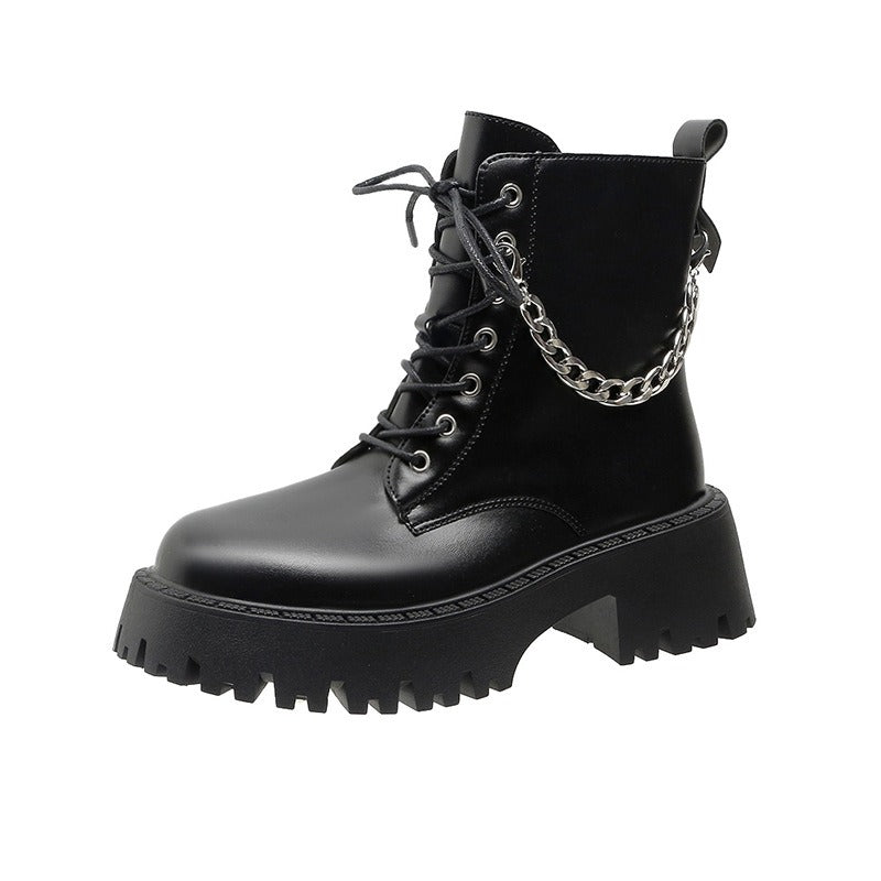 Botas Martin Negras de Tacón Alto al Estilo Británico para Mujer