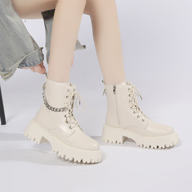 Botas Martin Negras de Tacón Alto al Estilo Británico para Mujer